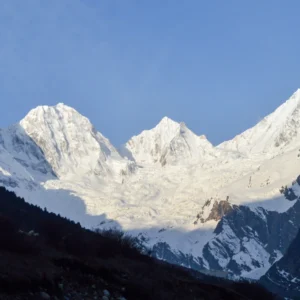 Panchachuli Base Camp Trek - The majestic five snow-capped peaks of Panchachuli in Darma Valley, Uttarakhand, captured during a ThrillVana expedition.