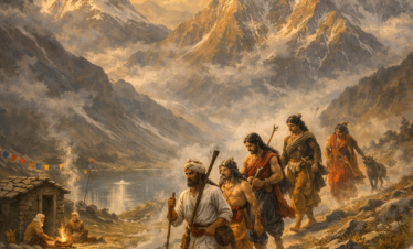 Digital representation of the Pandavas Swargarohan trail in Uttarakhand Himalayas.